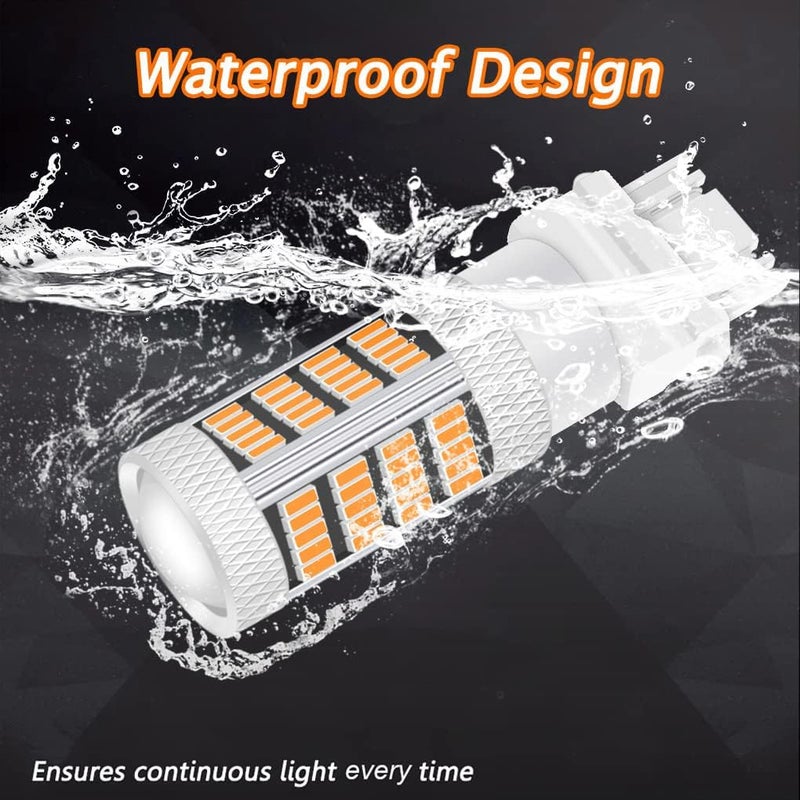 GLOFE High Power 92smd LED Bulbs 3000K Amber Yellow 3157 3156 4157 4057 Front Rear Turn Signal Blinker Marker DRL Daytime Running Light LED Bulb Lamp Replacement for Cars,Trucks, SUVs, Vans - Image 5
